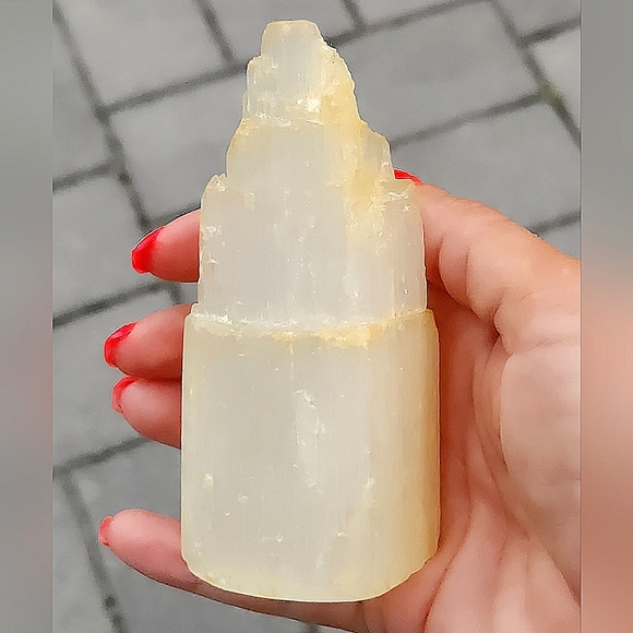 Anthropologie Terrain 4" Selenite Crystal Castle Tower - Picture 3 of 5